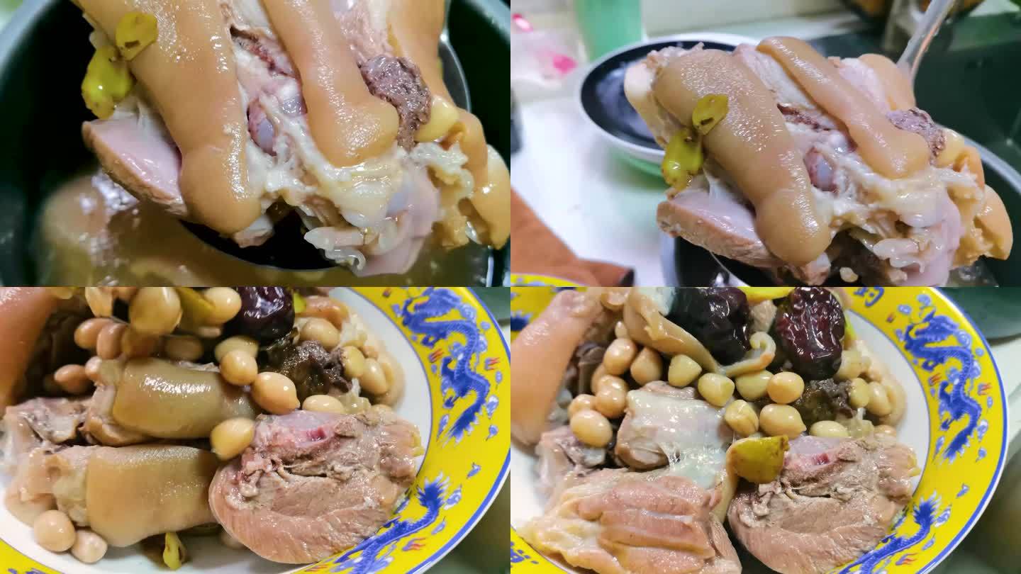 传统美食猪脚炖花生视频素材