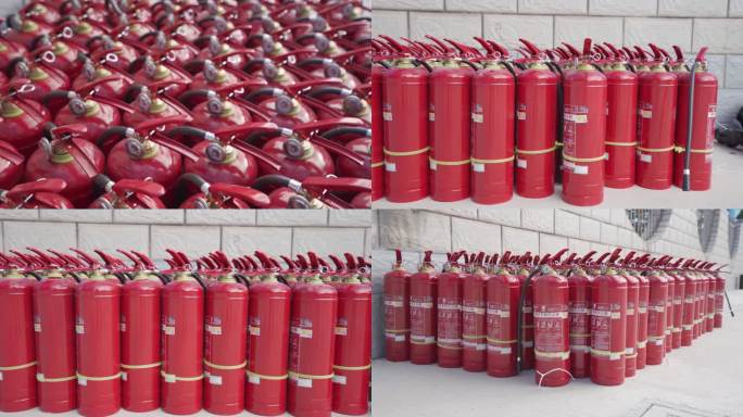消防工具灭火器一堆灭火器消防设施消防栓