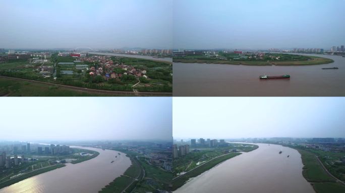 宁波城市江上行驶的船风景4k