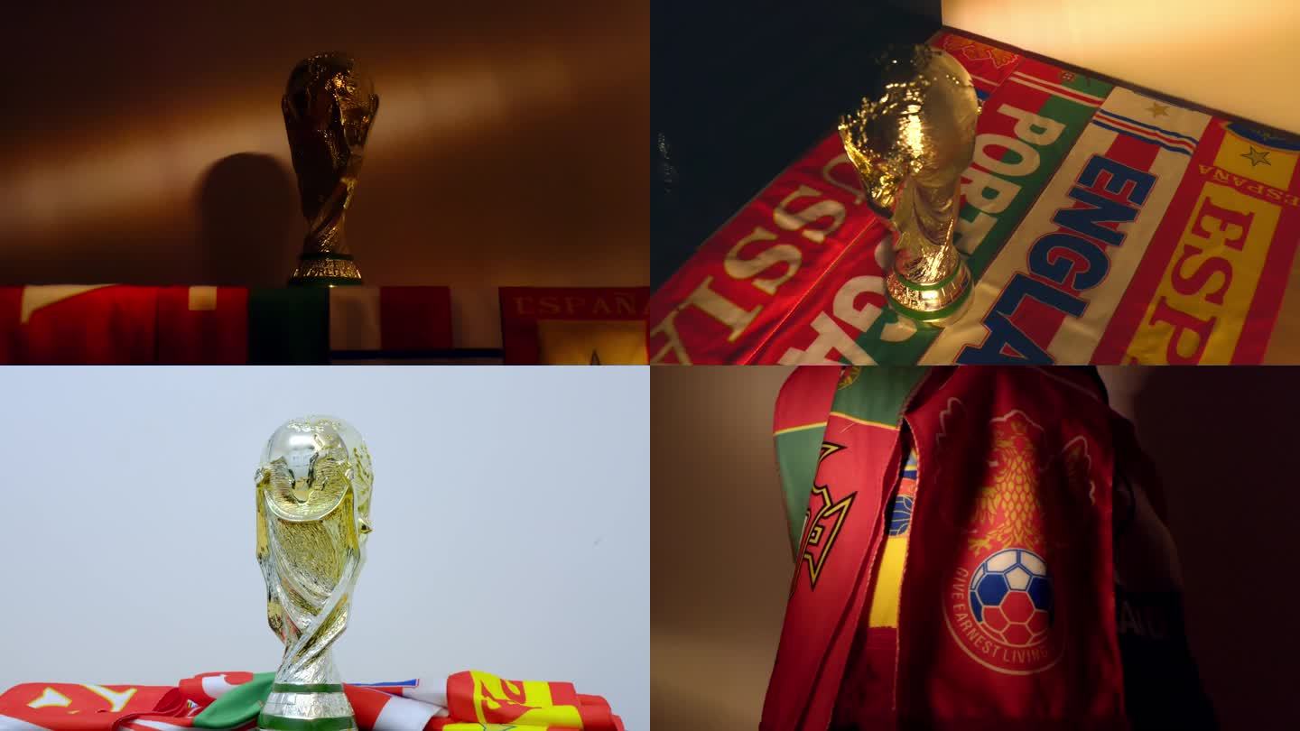17个镜头世界杯足球杯与异国国旗调色