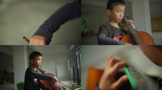 儿童演奏大提琴