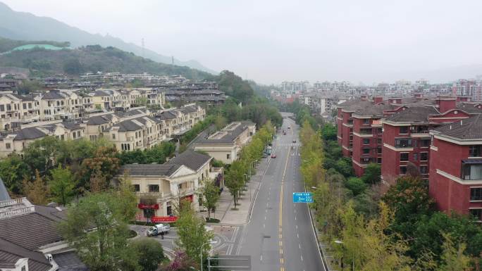 航拍重庆北碚北温泉街道实行临时管控赛洛城