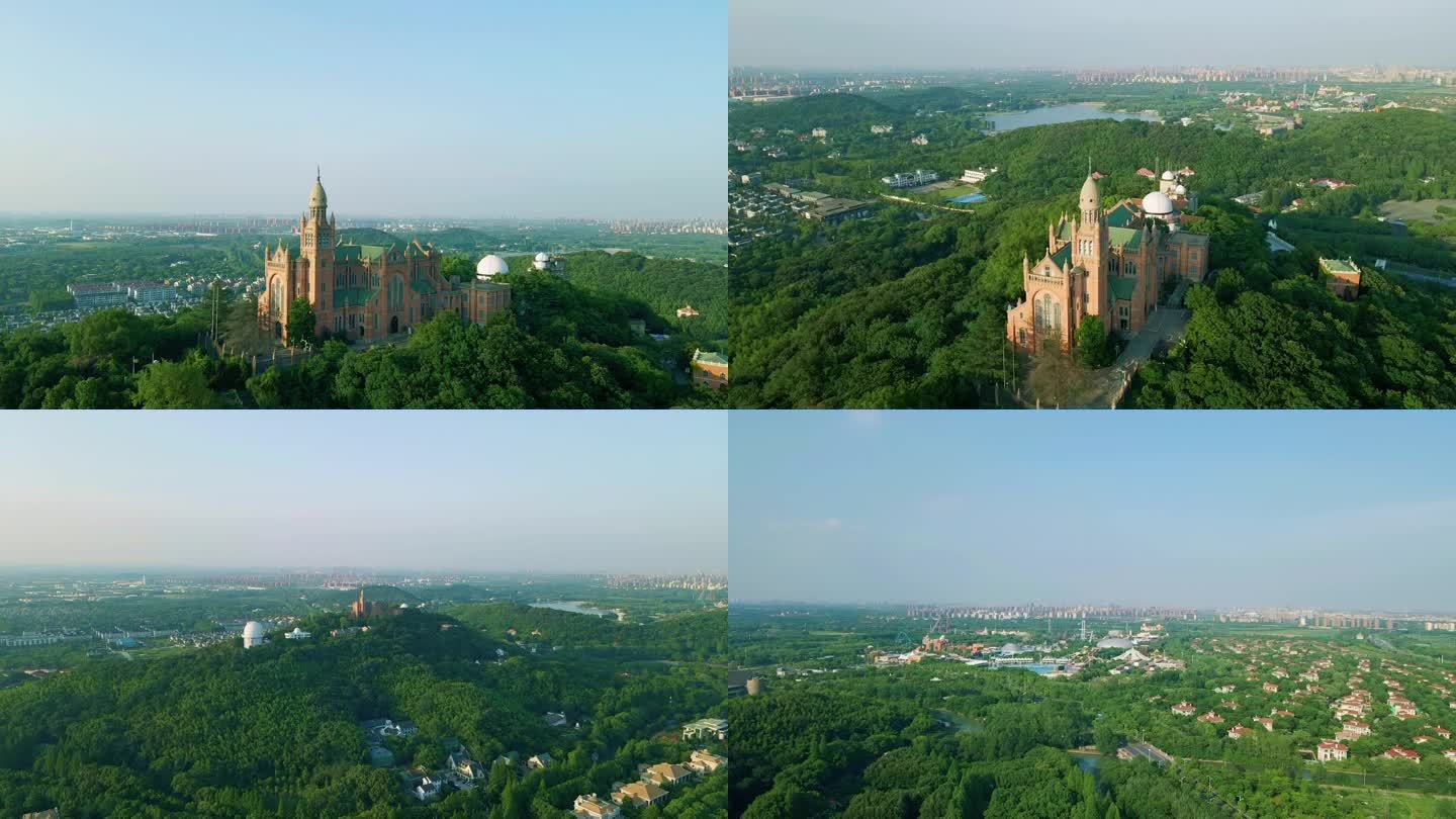 上海佘山国家森林公园天文台教堂4K航拍