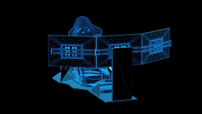 蓝色科技线条VR游戏电竞椅通道素材