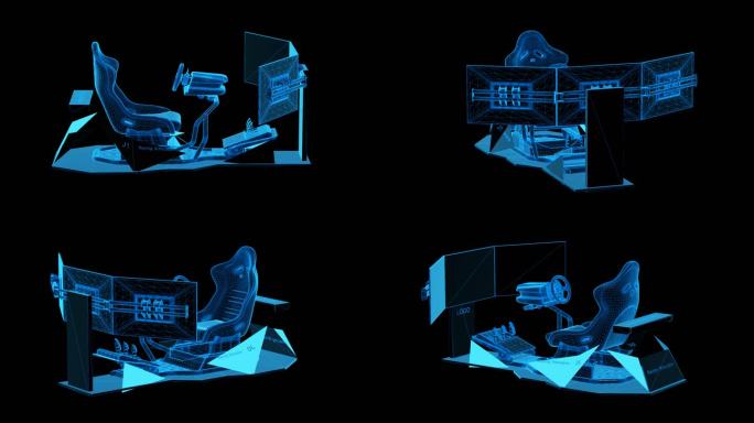 蓝色科技线条VR游戏电竞椅通道素材