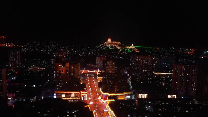 乐都区 城市 航拍 夜景  建设 专题片