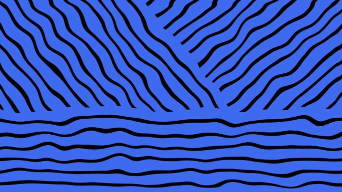 时尚抽象波浪蓝色和黑色条纹动画背景库存视频-最小对角线斑马图案