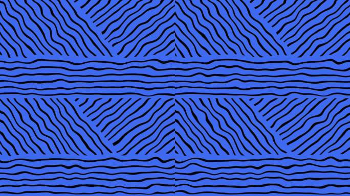 时尚抽象波浪蓝色和黑色条纹动画背景库存视频-最小对角线斑马图案