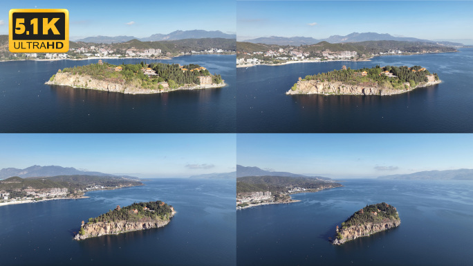 【5K】晴朗清晨的孤山风景区环绕航拍