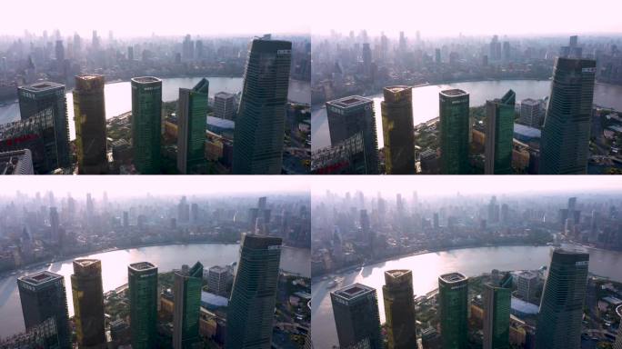 上海市中心CBD中心大厦全景航拍