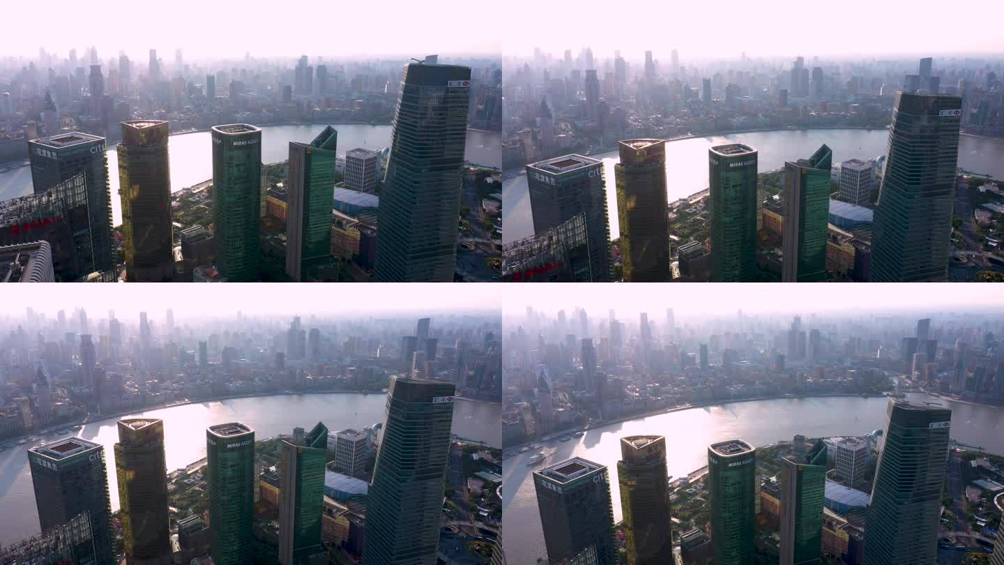 上海市中心CBD中心大厦全景航拍