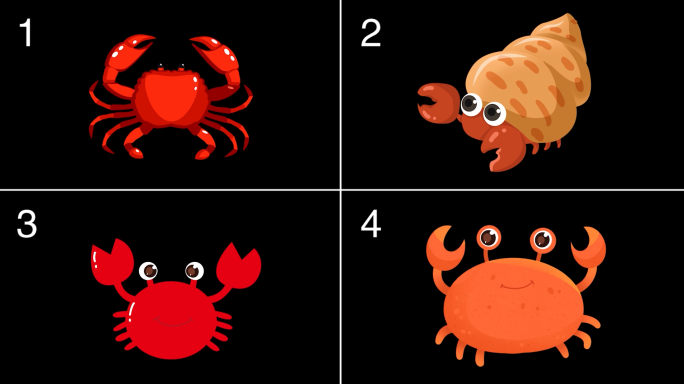 卡通螃蟹动画视频