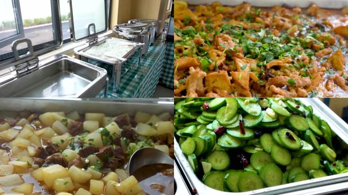 自助食堂工作员工餐厅排队打饭吃饭饭菜B