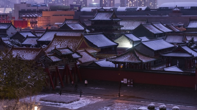 【高清6K】沈阳故宫雪景蓝调航拍