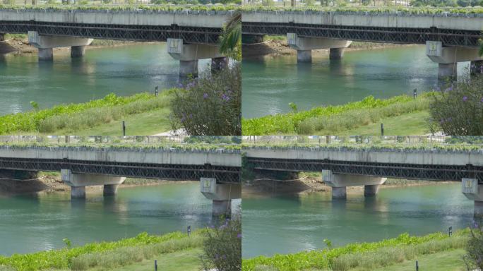 桥下碧绿河水碧波荡漾视频素材