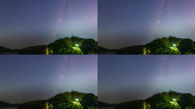 1080P水库夏季星空银河延时视频