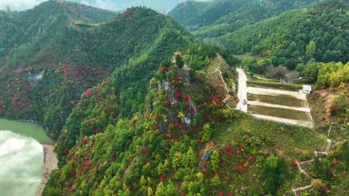 双龙湾东湖岭山顶凉亭震撼航拍群山1