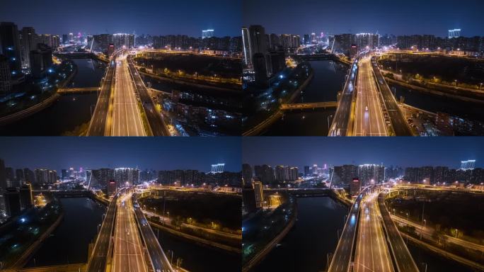 天津新红桥高架桥车流延时