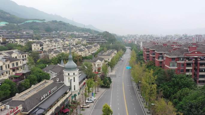 航拍重庆北碚北温泉街道实行临时管控赛洛城