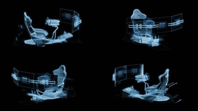 透视全息VR游戏电竞椅通道素材