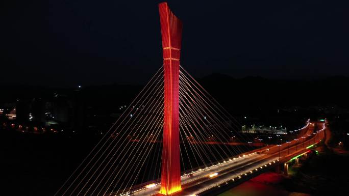 海大1号桥 城市 乐都区 航拍 夜景