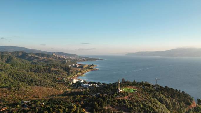 5K-抚仙湖风光空境，抚仙湖大景航拍