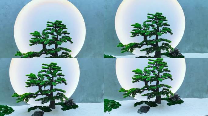 松树与月亮造景装饰