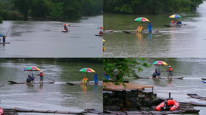 遇龙河漂流 烟雨桂林 雨中游桂林