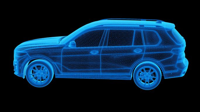 蓝色科技线条宝马X7SUV透明通道素材