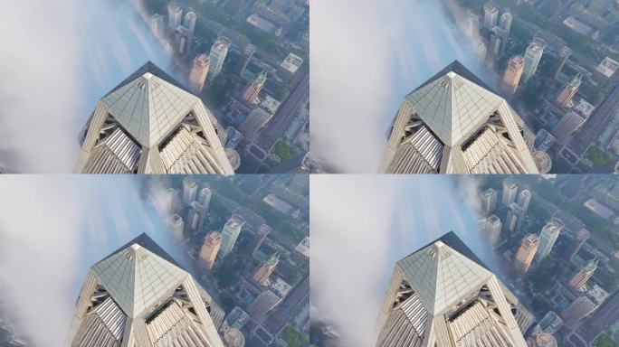4K正版-俯拍平安大厦钻石顶平流雾01