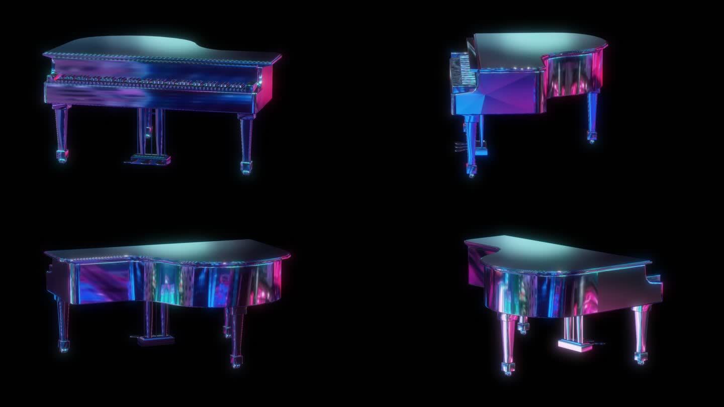 赛博朋克元宇宙钢琴透明通道素材