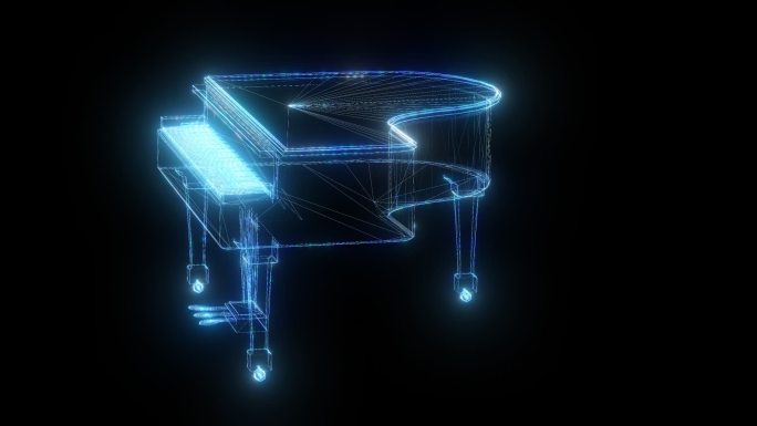 发光全息钢琴透明通道素材