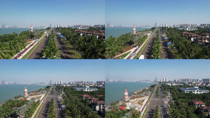 海口西海岸环岛旅游公路钟楼假日海滩风景