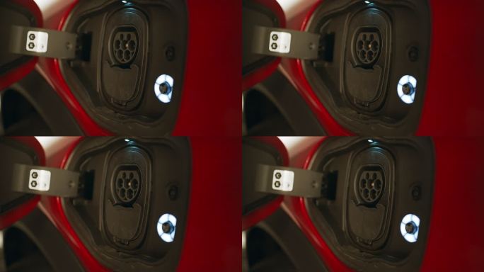 红色电动跑车充电端口