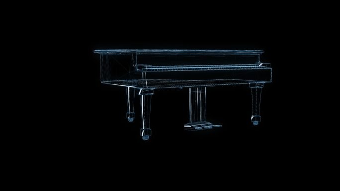 透视全息钢琴透明通道素材