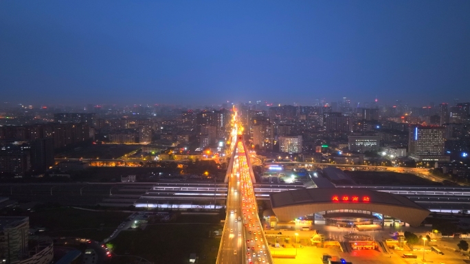 成都南站天府立交夜景4k