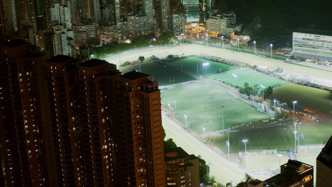 香港航拍港岛铜锣湾跑马地夜景