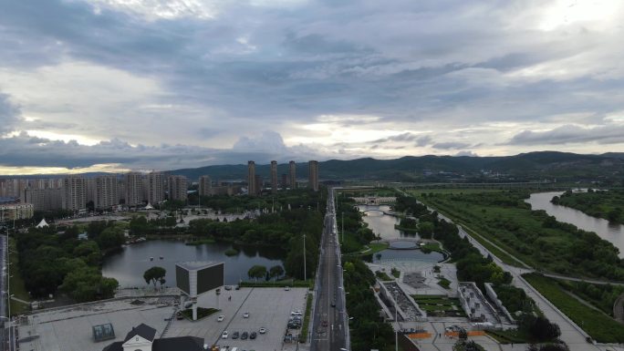 黑龙江鸡西城市航拍素材