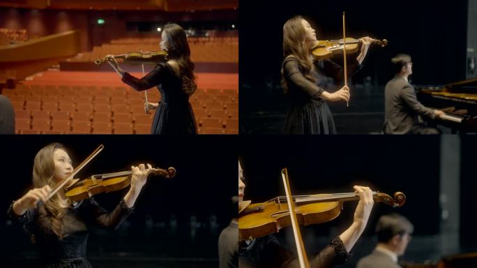 女孩小提琴剧场舞台演奏