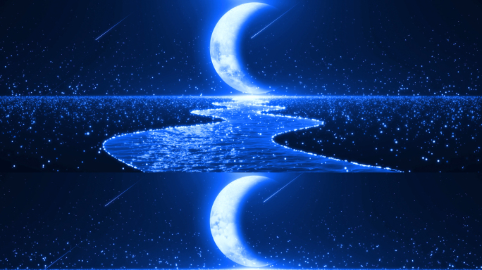夜空水面月亮唯美舞台背景 2