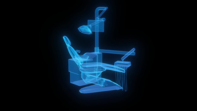 蓝色全息牙科椅三维素材通道