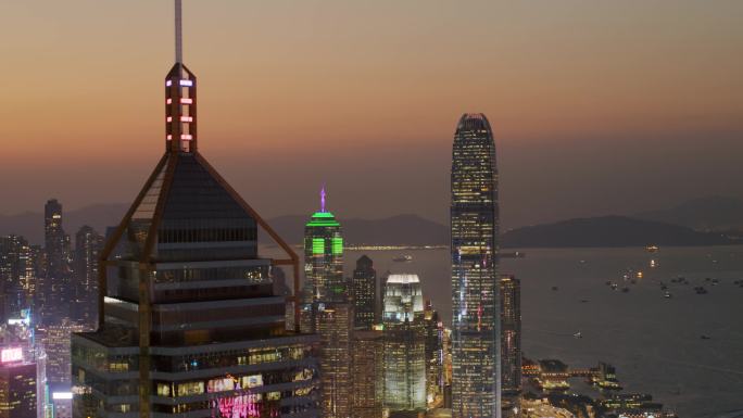 香港航拍港岛夜景