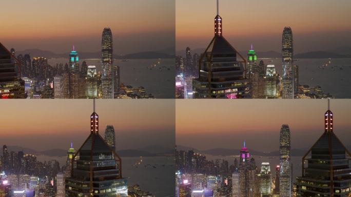 香港航拍港岛夜景