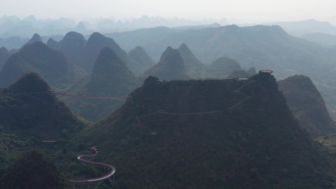 航拍广西桂林山水甲天下喀斯特地貌