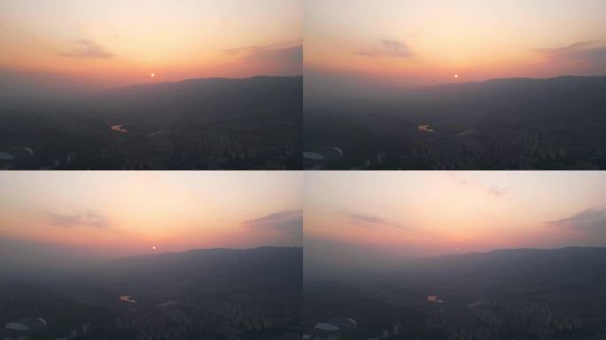 4K唯美城市夕阳日落航拍延时