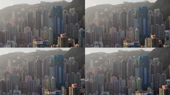 香港航拍城市居民区大景
