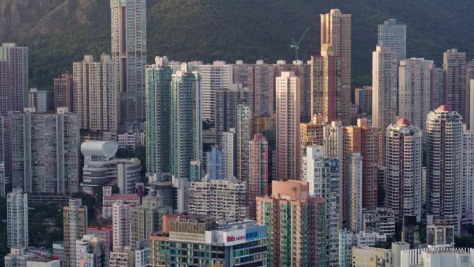 香港航拍城市居民区大景