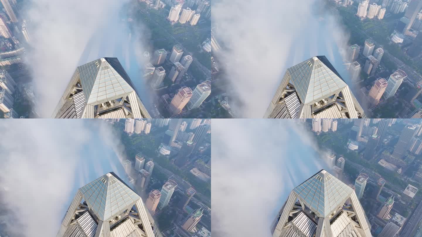 4K正版-俯拍平安大厦钻石顶平流雾03