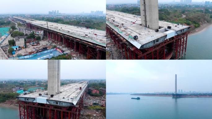 建设中的杨梅洲大桥航拍+已调色