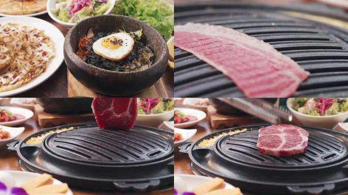 干净韩国烤肉美食拍摄素材